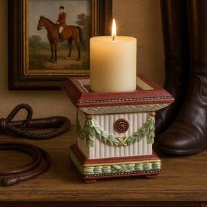 Fitz and Floyd Classics Vintage Equestrian Pillar Candle Holder Pedestal – Acorn
